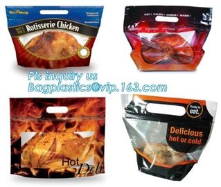 Laminated Hot Roast Chicken Bag, Rotisserie Chicken Bags, Microwave Grilled Chicken bag grease proof bags, generic zip