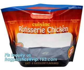 Laminated Hot Roast Chicken Bag, Rotisserie Chicken Bags, Microwave Grilled Chicken bag grease proof bags, generic zip