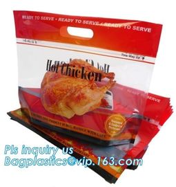 zipper bags for take away food package, Microwave safe deep frozen plastic packaging bags for fried chicken packaging