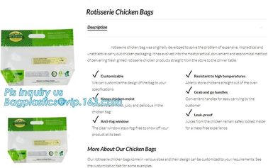 microwavable reusable plastic oven bag,turkey oven bag, anti-fog roasted chicken bag with zipper, cooking food packaging