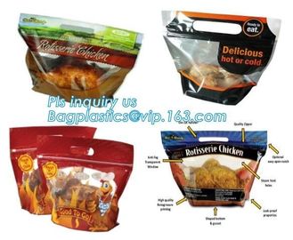 Stand up food airtight roasting chicken packaging bag, hot chicken hot food plastic bag, Resealable Plastic Roast Chicke