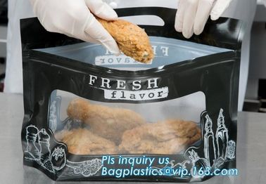 Anti Fog Function Plastic Zipper Roasted Chicken Packaging Bag, slide zipper hot chicken bags/ roasted chicken plastic p