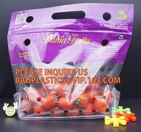 Fruits packaging bag/Grapes plastic bag with Zip lockk, Air Holes Zip Handle Plastic Bags, bag with vent holes for Grape a