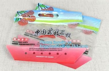 Promotional popular plastic reusable slider zipper food bags, slider Zip lockk perforated fresh grape packaging bag, fruit