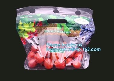 Zip lockk packaging pouch with vent hole and handle, grape bag/mango bag/fruit vegetable slider, Slider Zip Lock Zipper Fr