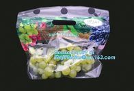 Zip lockk packaging pouch with vent hole and handle, grape bag/mango bag/fruit vegetable slider, Slider Zip Lock Zipper Fr