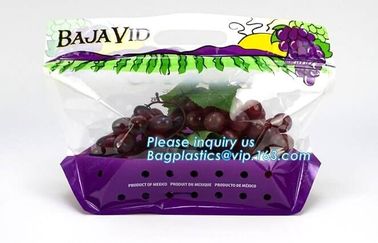 Fresh Perforated Fruit Bag, Fruit bag with slider zip, Zip lockk fresh keeping pouch bottom gusset banana/mango/grape frui