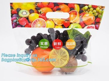 slider zip lock packaging fruit bag for cheery and grape, Vegetable refrigerate used resealable Zip lockk packaging bag