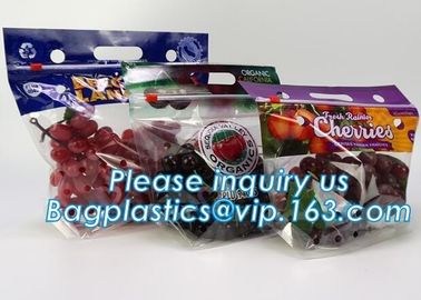 Resealable Vent Hole Plastic Bag For Fruit With Slider, OEM Printed Logo food grade Slider Storage Bags, Custom grape/fr