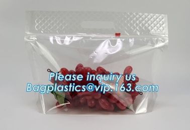 frosted reclosable zipper plastic bags with slider Zip lockk, round bottom slider grape bag/table grape bag used in graper