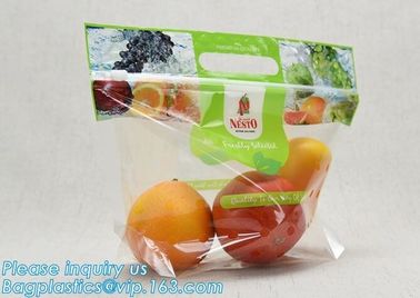 Fresh Vegetables Packaging Plastic Bag, Fresh Fruit &amp; Vegetable Packaging Plastic Fruit Bag with Handle, breathable opp