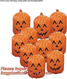 Halloween Pumpkin Leaf Bags Bundle: 2 Different Sets of Lantern Leaf Bags,Outdoor 30 Microns Jumbo Plastic Halloween Pum