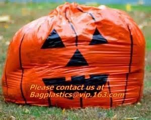 Halloween Pumpkin Leaf Bags Bundle: 2 Different Sets of Lantern Leaf Bags,Outdoor 30 Microns Jumbo Plastic Halloween Pum