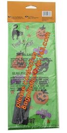 Halloween CPP plastic Cello Treat Bag with black twist ties,Pumpkin Bag Kids Candy Bag For Children Handhold bag Festiva