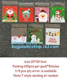 Hot 100pcs/lot Cute Snowflake Snowman Santa Xmas Christmas Gifts Holders Bake Biscuit Cookies Candy Jewelry Packaging Ba