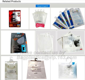 HOOK HANDLE POLYBAGS, RIGID HANDLE ZIPPER BAGS, SWIMWEAR BAGS,Custom Made Clothes Underwear PVC Packaging Bag with Hook