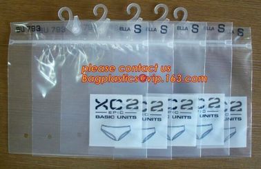 Sinicline hot sale underwear bag white hanger pvc waterproof bag with zip lock,bag for Plastic side zipper underwear bag