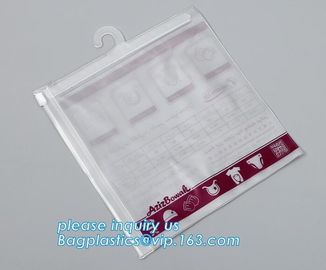 PVC bag/PVC hook bag /PVC hanger bag for Underwear pack,PVC Plastic Packing Zipper Bag With Hanger clear bag hanger