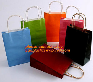 Promotional paper bag in fancy paper and foil logo, Fashion gift paper bag with ribbon handle, Special handle design pap