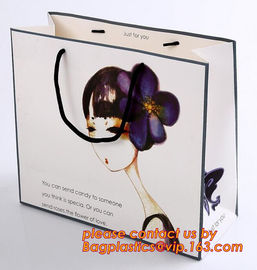 Recycle eco friendly Brown flat bottom shopping kraft paper bag With Paper Handle, Recyclable luxury style printed gift