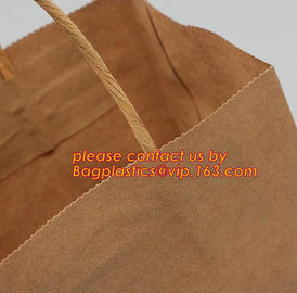 Recycle eco friendly Brown flat bottom shopping kraft paper bag With Paper Handle, Recyclable luxury style printed gift