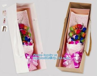 Unique flat bottom color high class paper carrier die cut handle paper flower bag,kraft flower paper bag customized flow