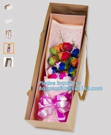 Unique flat bottom color high class paper carrier die cut handle paper flower bag,kraft flower paper bag customized flow