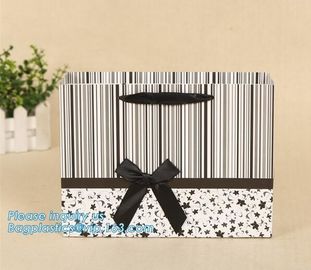 Custom your brand dark blue 3D patch coated paper bag for gift toy carrier bag with handle,Design Luxury White Custom Cr