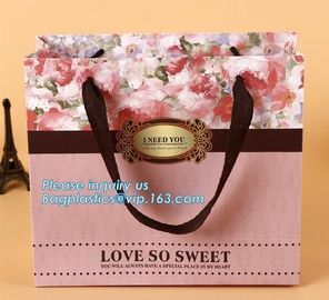 Manufacturer hot sale cheap custom paper bag luxury kraft paper bag,pure color special paper flower bag with ribbons han