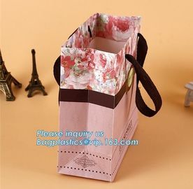 Manufacturer hot sale cheap custom paper bag luxury kraft paper bag,pure color special paper flower bag with ribbons han