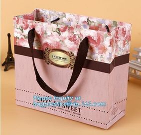 Manufacturer hot sale cheap custom paper bag luxury kraft paper bag,pure color special paper flower bag with ribbons han