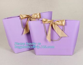 pink small christmas gift packaging paper bags with cotton ribbon twisted handle,Paper material Brown Shopping Bag With