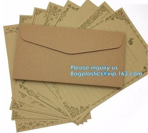 Custom design A4 A5 A6 paper kraft gift brown envelope with string,wedding invitation fancy kraft paper foil envelopes