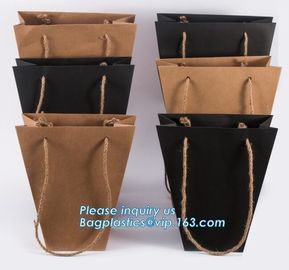 Flower carrier bag with different color customized pot plants kraft paper bag with handle,stamping logo fancy paper flow