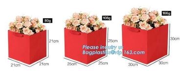 flower carrier bag for gift, paper bag for carry flower,Waterproof white Kraft paper flower bag for packing with ribbon