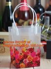 PP Trapezidal Rectangular Flower Package Bags,PP Flower Plastic Carry Bag with Tube Handle,flower pot bag printing PP pl
