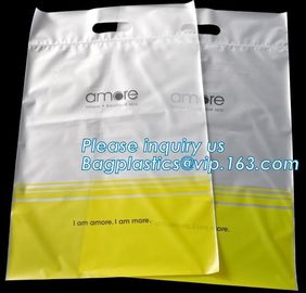 Custom printed die cut handle plastic bags manufacturer 12 x 15 inch light green promotional recycle grocery shopping ba