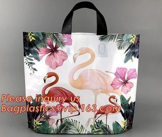 100% Biodegradable fashionable leopard printed soft loop plastic bag,Custom Printed Stand Up Block BottomSoft Loop Handl