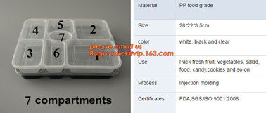 Supermarket display wholesale storage fruit food defrosting plastic tray,manufacturer supply bpa free reusable 3 compart