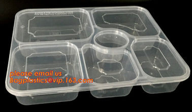 Disposable biodegradable plastic fiffin lunch box,compartment lunch box with lid,clamshell food packaging macaron pp bli