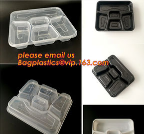 Disposable biodegradable plastic fiffin lunch box,compartment lunch box with lid,clamshell food packaging macaron pp bli