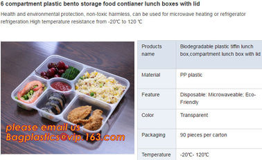 Disposable biodegradable plastic fiffin lunch box,compartment lunch box with lid,clamshell food packaging macaron pp bli