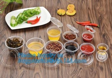 Custom printed clear transparent disposable PET plastic source cup bowl,0.75oz Disposable clear plastic PP Sauce Cup pac