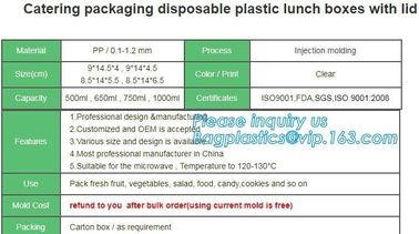 clear blister clamshell plastic raspberry containers,lunch box 4 compartment PP Blister pack Food Containers Disposable