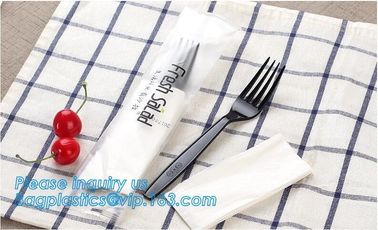 7in1 FDA Aviation Heavyweight Disposable Clear Plastic Camping Cutlery Set with Napkin,Fork Spoon Knife Fork Set For Fla