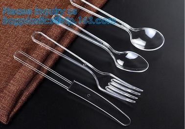 Disposable Flatware Set-Heavyweight Plastic Cutlery 100 Forks, 100 Spoons, 100 Knives,PP Disposable Plastic Cutlery ps