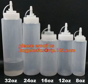 FDA Food Grade 8oz Empty Custom LDPE Plastic Ketchup Squeeze Bottle with Scale for Syrup, Sauce, Ketchup, BBQ Sauce, Con