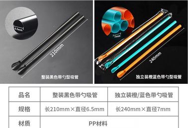 wholesale biodegradable 100% PLA drinking straw with spoon,eco friendly biodegradable PLA plastic drinking straw package