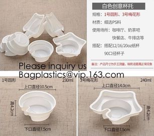 Flower Shaped 330ml PP Plastic Snack Plate With Cup Holder,Disposable PS Plastic Cup Top Snack Tray,Snack Cup With Straw