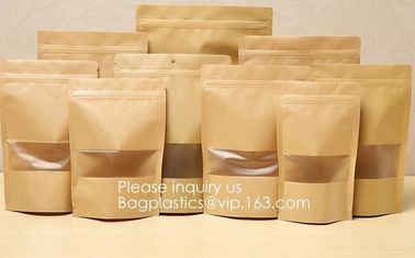 Food grade kraft paper aluminum foil Zip lockk bag, packing cereals,condiments,candies,teas,nuts,snack,food packaging pac